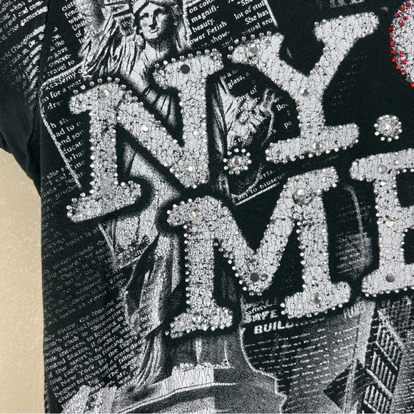 Vintage y2k Bedazzled Short Sleeve New York ❤️ Me - Picture 3 of 5